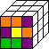 un Rubik's cube dont seule la face avant est colorée