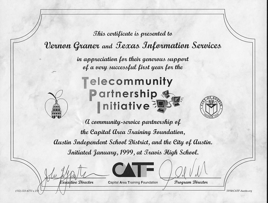 Certification for Vern Graner